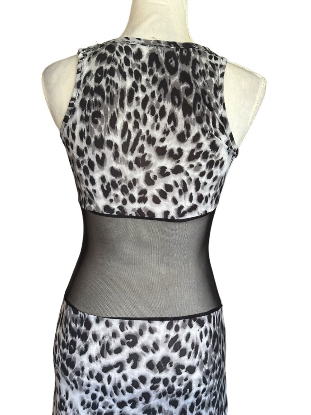 Lipstick Leopard Print Maxi Dress With Sheer Waist Panel Small USA Made